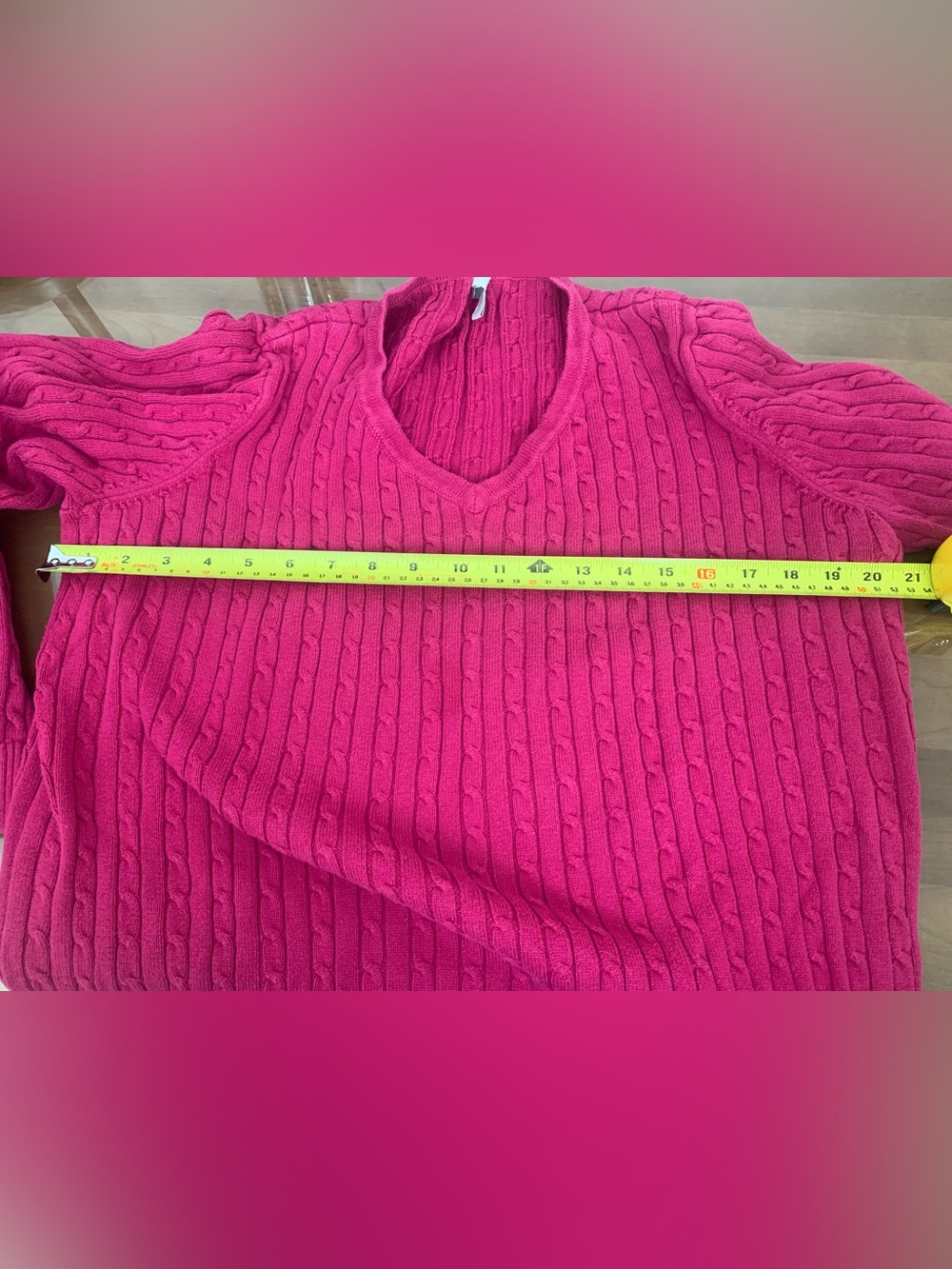 Talbots Cable Knit V-Neck Sweater - Hot Pink - Picture 7 of 7